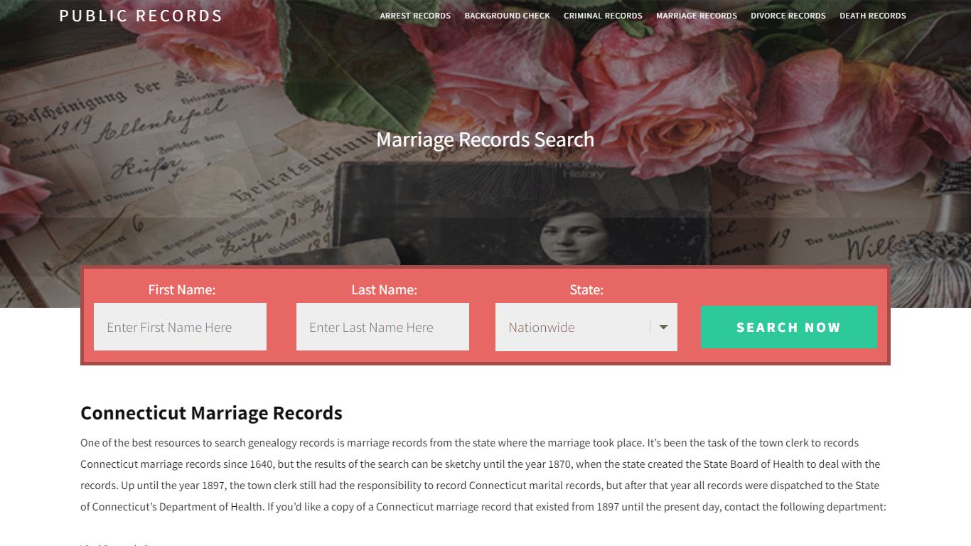 Connecticut Marriage Records | Enter Name and Search ... - Public Records